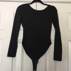 Black long sleeve scoop back body suit